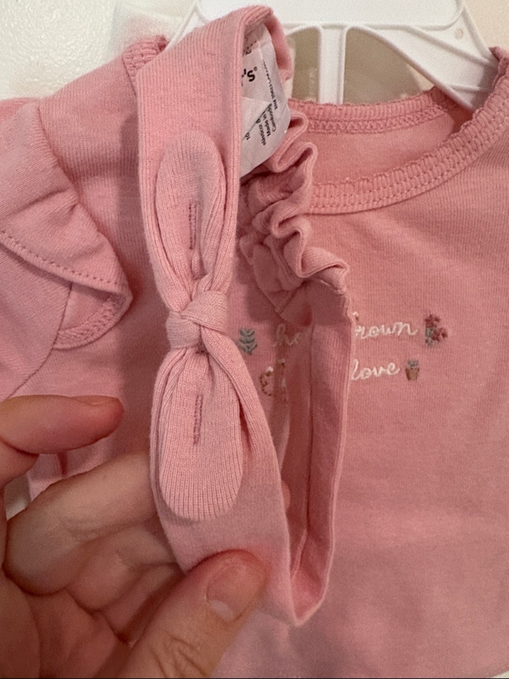 Carter's Soft Pink Ruffle Long-Sleeve Top with Matching Headband - Picture 6 of 9